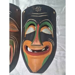 Mid Mask Handmade | Art | Vintage Mexican Folk Art Jeweled Carved Wood Wall ...